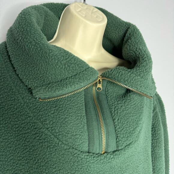 Free People Poppy Fleece Pullover Teddy Jacket Slouchy Forest Pine Green XS New - Picture 6 of 13